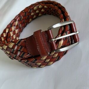Mezlan Braided Leather Belt in Brown, Tan and Black